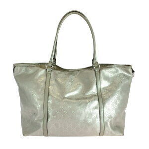 Gucci Silver Shoulder Bag GG Tote Imprime